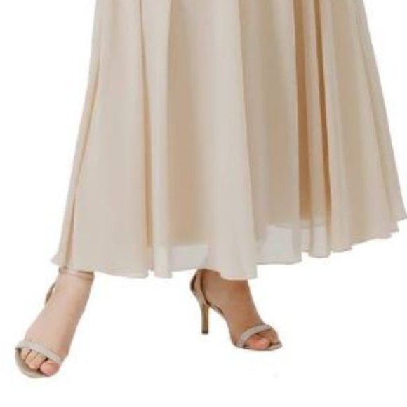 Women's 22 Size Tea Length Chiffon Beaded Lace - Picture 5 of 6